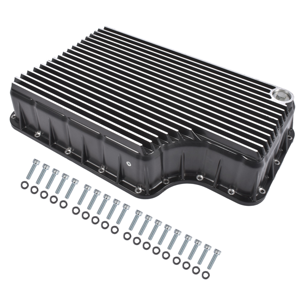 变速箱油底壳 Black Brushed Transmission Oil Pan 328052010 Replacement for Ford 6.7L w/6R140 Transmission-4