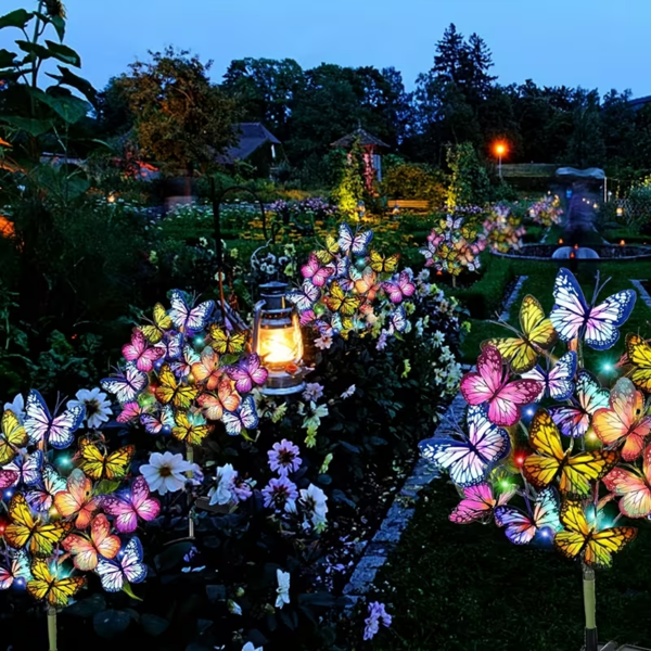 4 件装 160 个 LED 68 蝴蝶太阳能灯，用于花园庭院装饰圣诞装饰品，母亲节妈妈的礼物-8