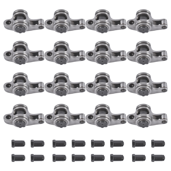 摇臂 16Pcs 1.7 Ratio 7/16" Full Roller Stainless Steel Rocker Arm and Stud Set Fit for Chevy Big Block 396 402 427 454-5
