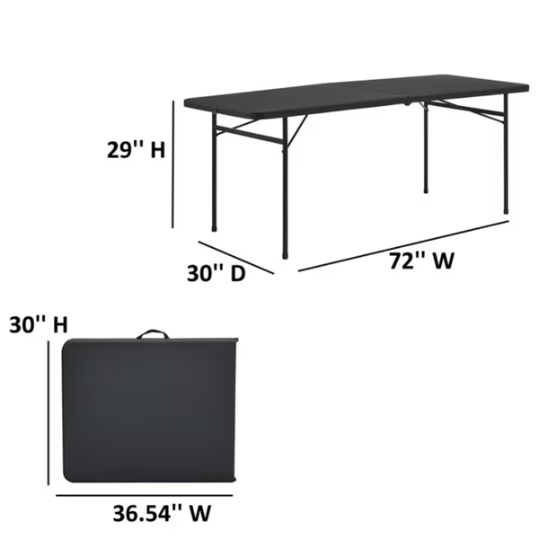 6英尺双折塑料折叠桌，黑色 （Walmart仓库发货）-2