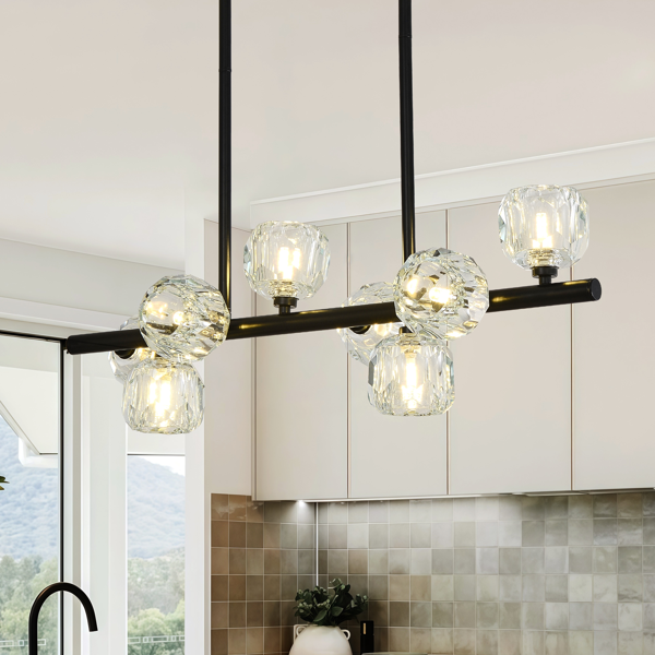 29.53" Modern Crystal Chandelier for Dining Room, 8-Light Black Pendant Lightsfor Kitchen Island Bedroom,Over Table,Living Room-11