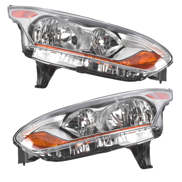 大灯 Pair Left+Right Side Chrome Headlight Replacement for Ford Transit Connect 2014-2018 DT1Z13008Q DT1Z13008N-4