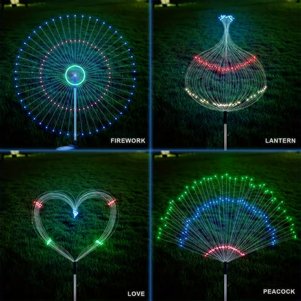 白色6包装120 LED 8模式太阳能烟花灯，户外花园防水烟花灯，用于人行道通道后院草坪景观，充满活力的树木装饰棒串灯-9