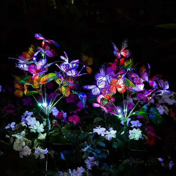 4 件装 160 个 LED 68 蝴蝶太阳能灯，用于花园庭院装饰圣诞装饰品，母亲节妈妈的礼物-2
