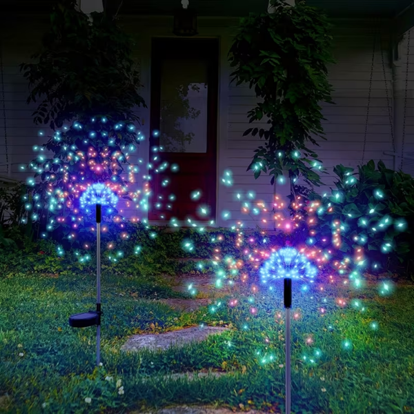 白色6包装120 LED 8模式太阳能烟花灯，户外花园防水烟花灯，用于人行道通道后院草坪景观，充满活力的树木装饰棒串灯-6