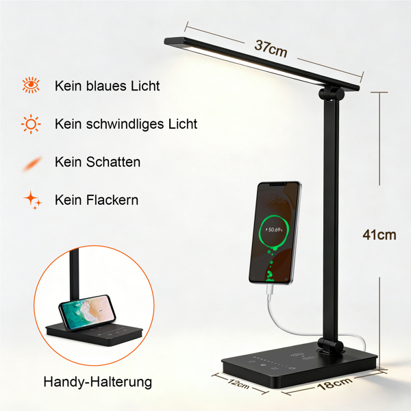 15W LED 可调光护眼台灯，内置 LED 灯珠，带 USB 接口-5