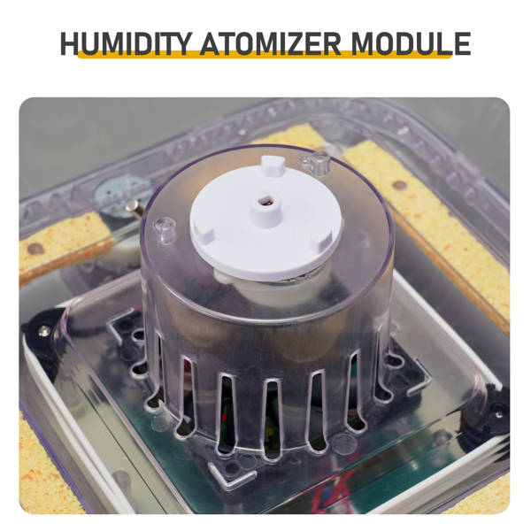 FYY-12 美规 孵化器 110V ≤35W 方与圆12枚 带1个水瓶 ABS+PET 草绿加透明上盖 LED照蛋功能升级 全自动翻蛋 华氏度温湿度液晶显示 天数显示 自动控温控湿-7