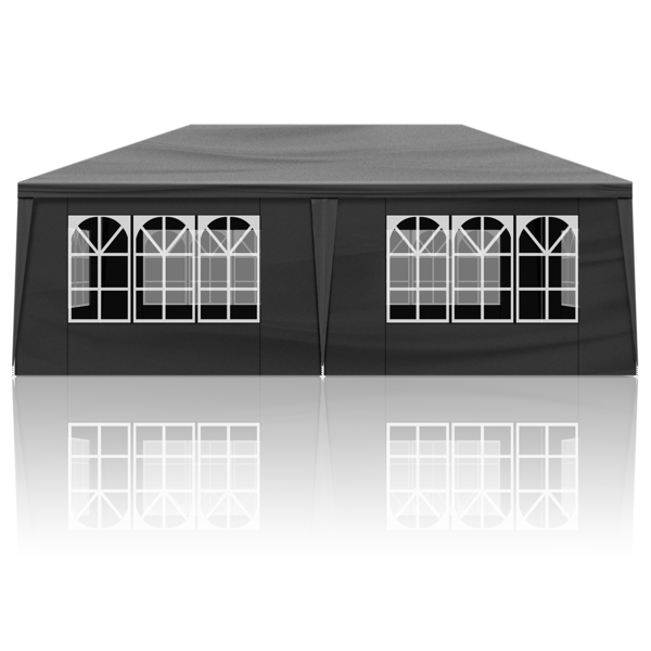 10X20ft 黑色 6围 仿折叠棚 2门4窗  PE布 喷塑铁管-8