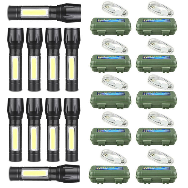 10个迷你可缩放LED手电筒USB充电适用于野营远足手电筒工作灯(物流仅支持发USPS，TK/TEMU仅自提)(各平台政策不同，链接已附相关资质，如无所需资质请勿上架)-1