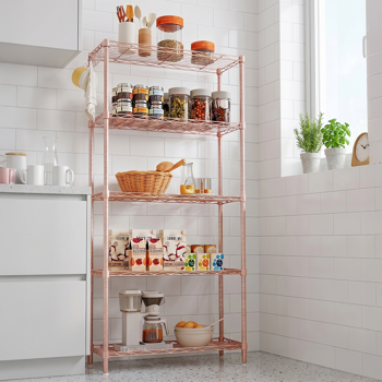5层 可自由调节层间距  插梢式变形结构 带调节脚 展示架 铁 54*29*150cm 喷粉高光粉