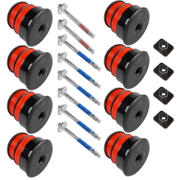 车身衬套套件 8X Silicone Body Mount Bushings and Cushion Bolts Kit Replacement for F-250 F-350 2008-2016 13848-5