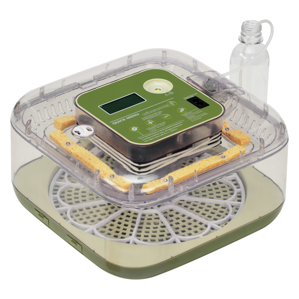 FYY-12 美规 孵化器 110V ≤35W 方与圆12枚 带1个水瓶 ABS+PET 草绿加透明上盖 LED照蛋功能升级 全自动翻蛋 华氏度温湿度液晶显示 天数显示 自动控温控湿-4