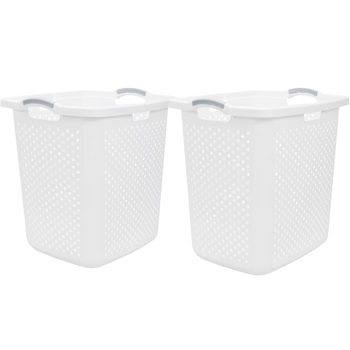 2.5布什尔XL灯塑料洗衣篮，白色，2件套（Walmart仓库发货）