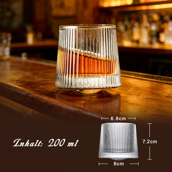 棱纹威士忌玻璃杯 – 160 毫升 两只装，视觉质感出众，玻璃质地厚实稳固-3