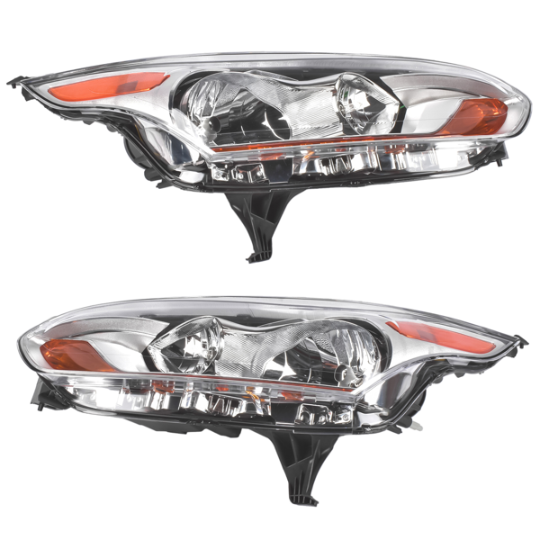 大灯 Pair Left+Right Side Chrome Headlight Replacement for Ford Transit Connect 2014-2018 DT1Z13008Q DT1Z13008N-2