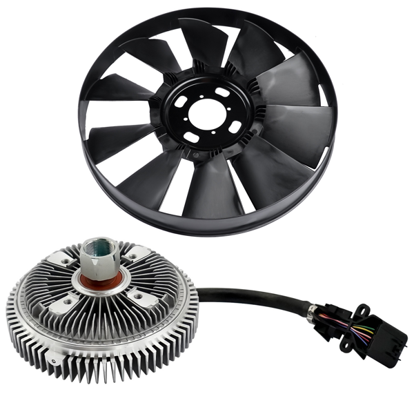 风扇离合器总成 Engine Cooling Fan Blade and Clutch Kit Fits for Buick Rainier Chevrolet Trailblazer GMC Envoy 2002-2009 Black-5