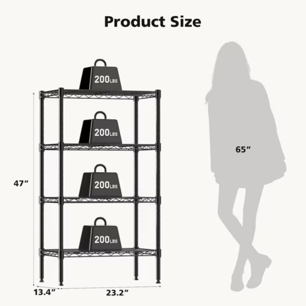 4层金属线架单元-厨房可调节重型钢制储物架（Walmart仓库发货）-2