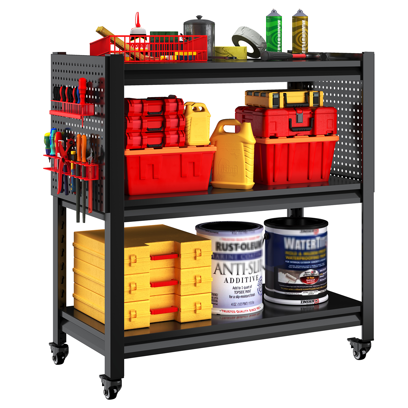660 lb Three-Tier Industrial Tool Cart