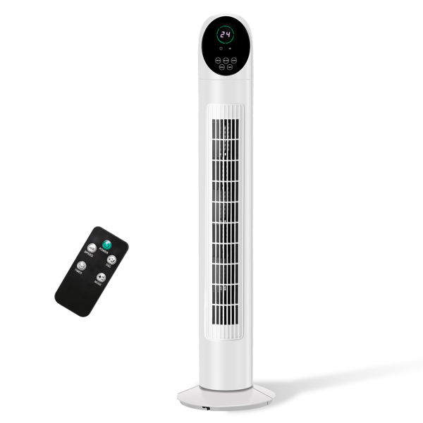 美规 TF-36BR 塔扇 风扇 110V 50W 34英寸 无水箱 带遥控器 电子显示 塑料 黑白 塔扇 室内 凹弧形头部 9小时定时-6