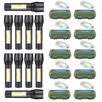10个迷你可缩放LED手电筒USB充电适用于野营远足手电筒工作灯(物流仅支持发USPS，TK/TEMU仅自提)(各平台政策不同，链接已附相关资质，如无所需资质请勿上架)