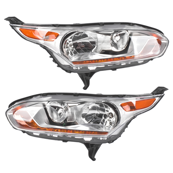 大灯 Pair Left+Right Side Chrome Headlight Replacement for Ford Transit Connect 2014-2018 DT1Z13008Q DT1Z13008N-1