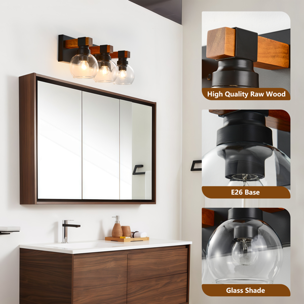Black Bathroom Light Fixture, Vanity Lighting Fixtures Over Mirror, Wall Sconces for Living Room Bedroom Hallway-6