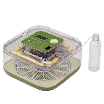 FYY-12 美规 孵化器 110V ≤35W 方与圆12枚 带1个水瓶 ABS+PET 草绿加透明上盖 LED照蛋功能升级 全自动翻蛋 华氏度温湿度液晶显示 天数显示 自动控温控湿