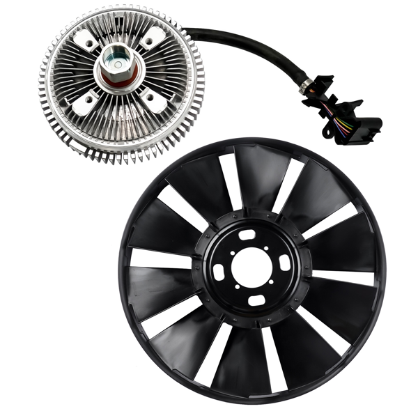 风扇离合器总成 Engine Cooling Fan Blade and Clutch Kit Fits for Buick Rainier Chevrolet Trailblazer GMC Envoy 2002-2009 Black-2