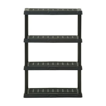 黑色塑料四层货架，宽36英寸 x 深18英寸 x 高53英寸，总承重可达600磅(Walmart仓库发货）