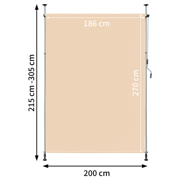 200*270*(210-310) cm 米白色 支撑篷 涤纶布 铝铁框架 垂直可伸缩-3