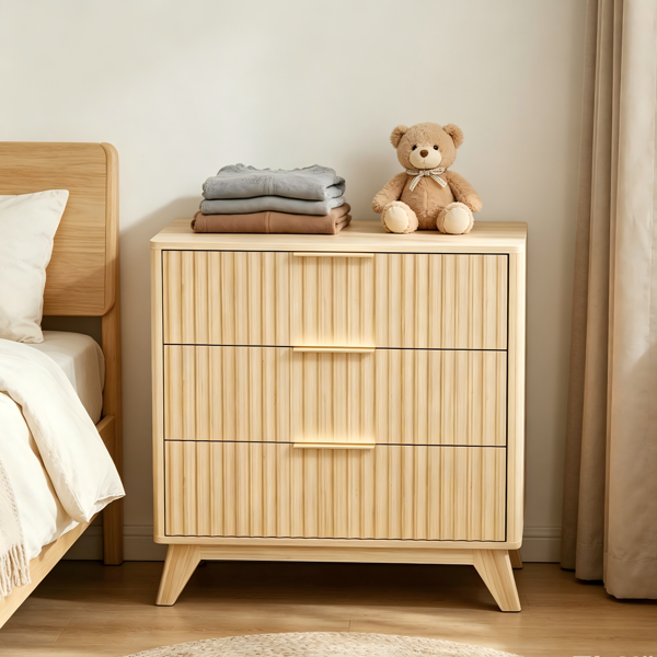 3抽格栅抽屉柜 斗柜床头柜 80*39*75cm 橡木色-11