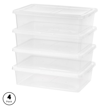 28夸脱塑料底板储物箱，透明，4件装（Walmart仓库发货）