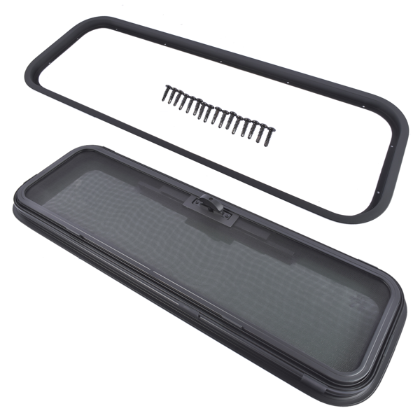 房车车窗 33.5" W x 10.5" H RV Window Tinted RV Window w/ Net Screen and Trim Ring-6