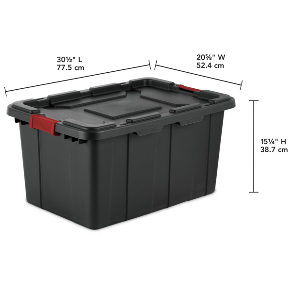 4件套大型工业储物箱，27加仑耐用塑料储物手提箱，带锁盖和一体式把手，黑色(Walmart仓库发货）-2