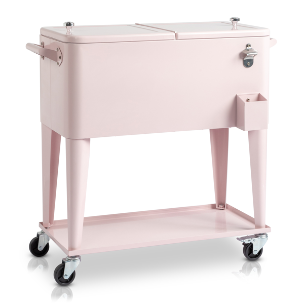 【同款编码：26565530】80qt 粉色 冷冻保温推车 87.5*39*91cm 长方形 塑料箱体 冷冻保温-3