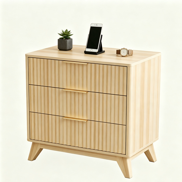 3抽格栅抽屉柜 斗柜床头柜 80*39*75cm 橡木色-4