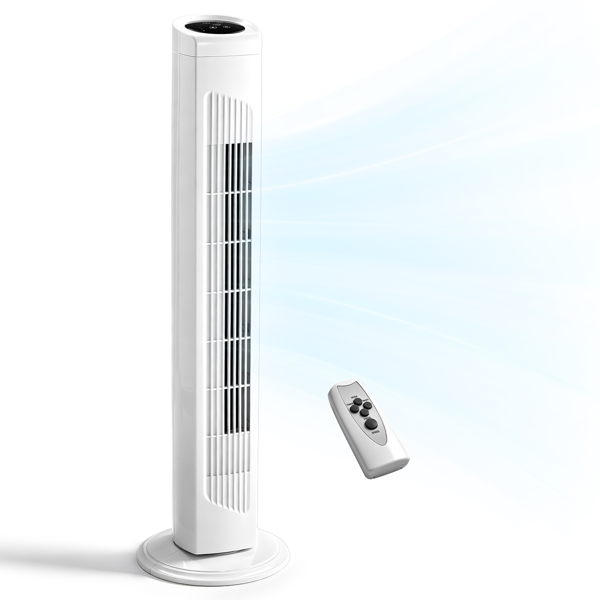 美规 RTW-AR 塔扇 110V 45W 32英寸 柱形塔扇 触控 带遥控  塑料机身 铜电机 白色 3档 3种模式 可摇头 7.5小时定时 家用-1