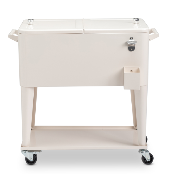 【同款编码：98562384】80QT 奶白色 冷冻保温推车 87.5*38.5*91cm 长方形 塑料箱体 铁脚管 冷冻保温-7