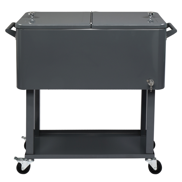 【同款编码：56824091】80QT 深灰色 冷冻保温推车 87.5*91*38.5cm 长方形 塑料箱体 铁脚管 冷冻保温-17