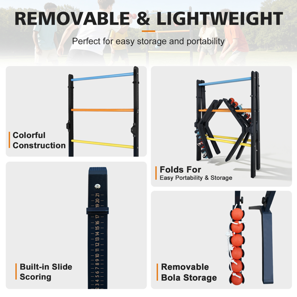 钢制梯子球（Ladder Toss）游戏套装，包含2个梯形球架和6个连球（Bolas），无需组装，附带计分器。--不支持self-pick up且不支持指定仓库发货-5