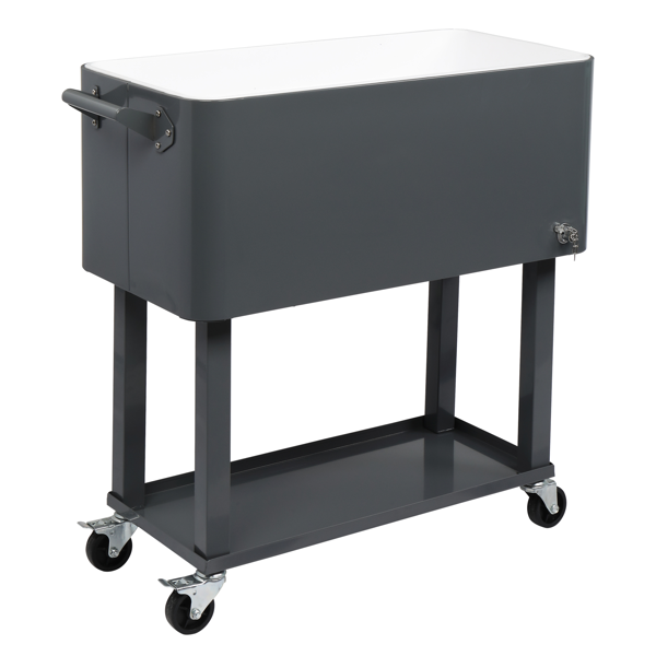 【同款编码：56824091】80QT 深灰色 冷冻保温推车 87.5*91*38.5cm 长方形 塑料箱体 铁脚管 冷冻保温-55