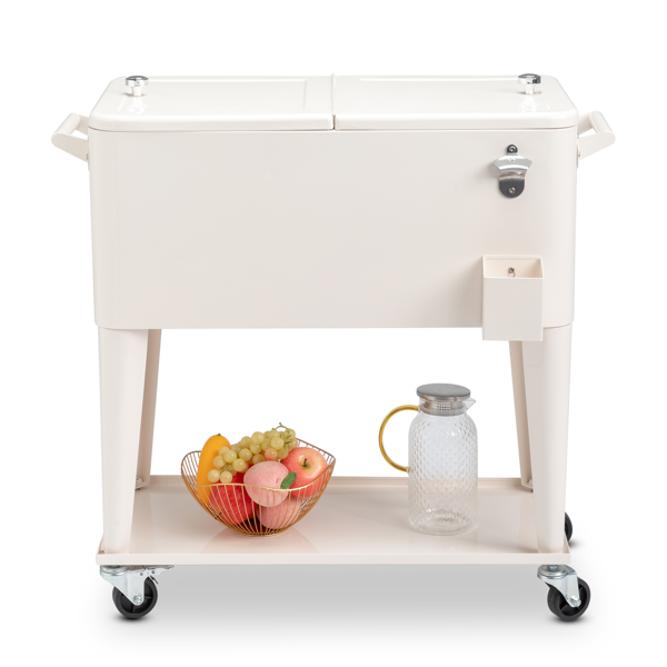 【同款编码：98562384】80QT 奶白色 冷冻保温推车 87.5*38.5*91cm 长方形 塑料箱体 铁脚管 冷冻保温-3