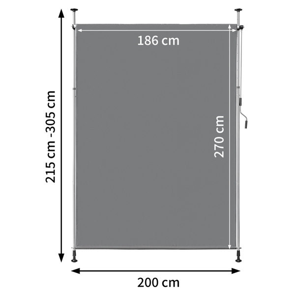 200*270*(210-310) cm 灰色 支撑篷 涤纶布 铝铁框架 垂直可伸缩-4