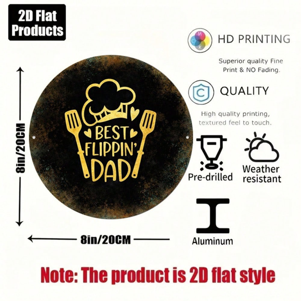 CIFbuy 1 个 2D 平面圆形标牌 超赞老爸复古挂牌，“英寸厨房烧烤装饰” 英寸厨房烧烤装饰，趣味父亲节礼物，适用于父亲、车库、酒吧（TikTok, temu 自提物流）-7
