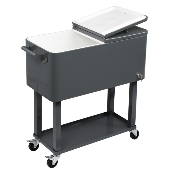【同款编码：56824091】80QT 深灰色 冷冻保温推车 87.5*91*38.5cm 长方形 塑料箱体 铁脚管 冷冻保温-27