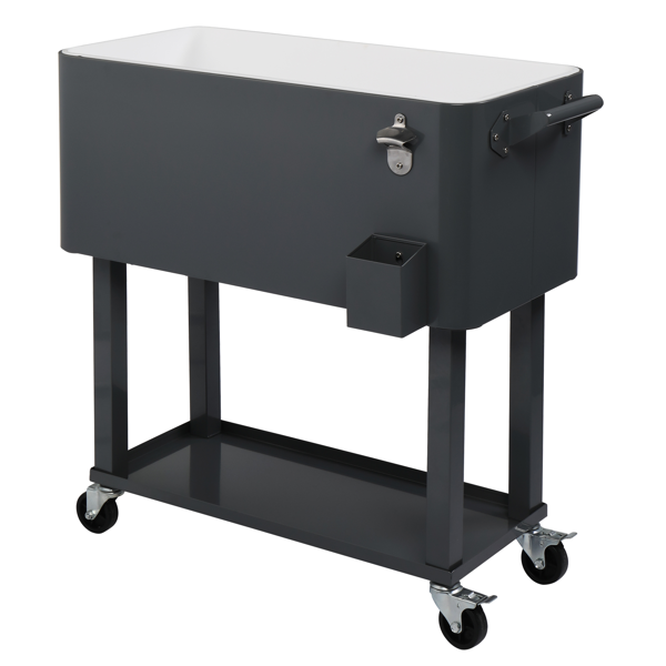 【同款编码：56824091】80QT 深灰色 冷冻保温推车 87.5*91*38.5cm 长方形 塑料箱体 铁脚管 冷冻保温-23
