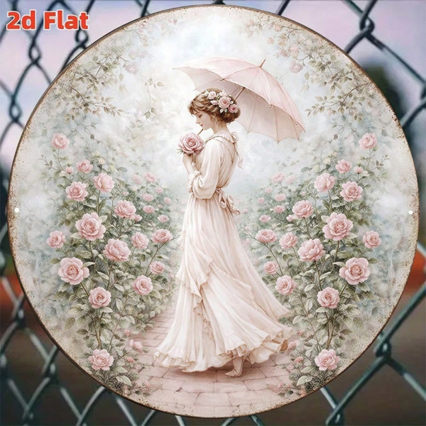 CIFbuy 1 个维多利亚女士玫瑰圆形墙面挂牌，“” 平面无框挂盘（TikTok, temu 自提物流）-4