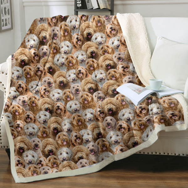 自产羊羔绒毛毯 密集可卡布犬 130x150cm-1