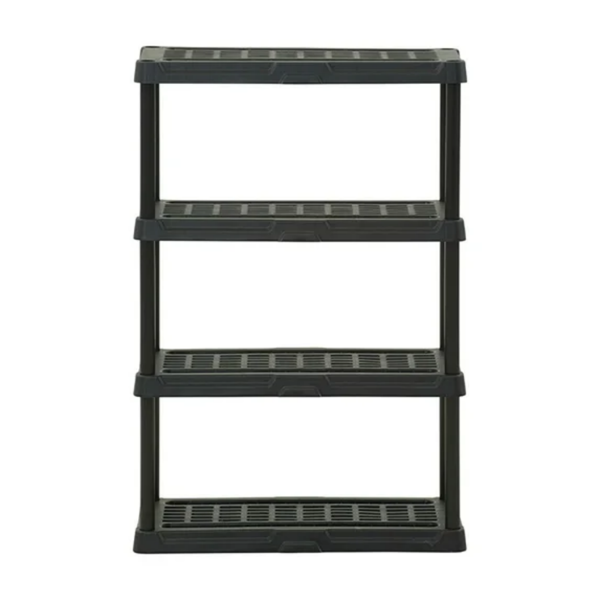 黑色塑料四层货架，宽36英寸 x 深18英寸 x 高53英寸，总承重可达600磅(Walmart仓库发货）-1