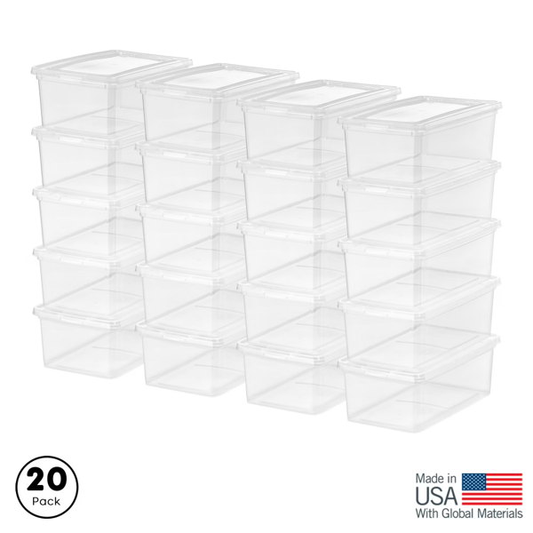 5个带盖的塑料储物箱，可堆叠储物容器，手提袋，20个装（Walmart仓库发货）(同一地址限购五单)-1
